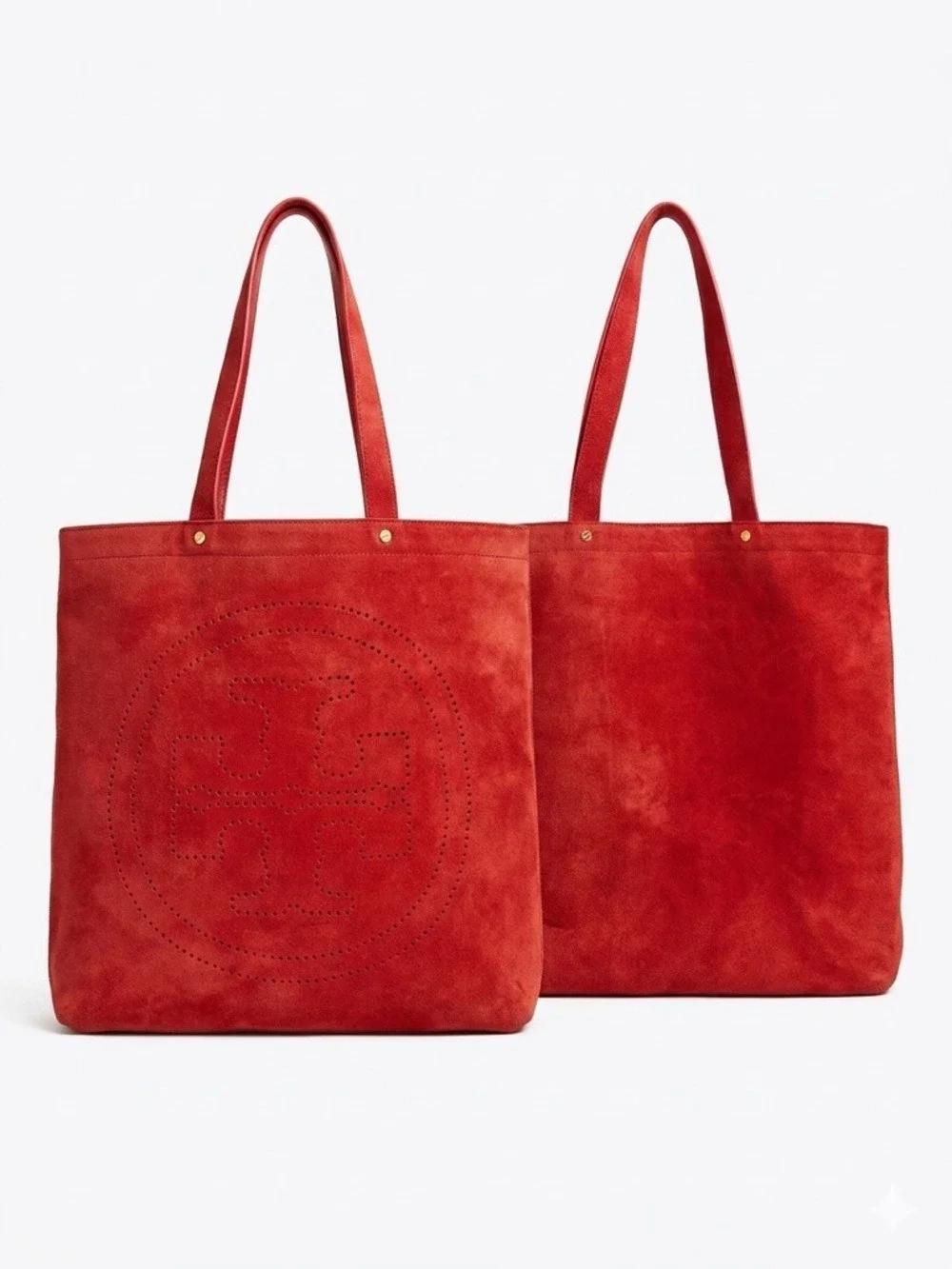 Tory Burch Marion Red Suede Logo Tote Bag